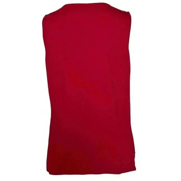 Chico’s Red SleevelessTop with Faux Leather Accents Size 1 - Picture 3 of 7